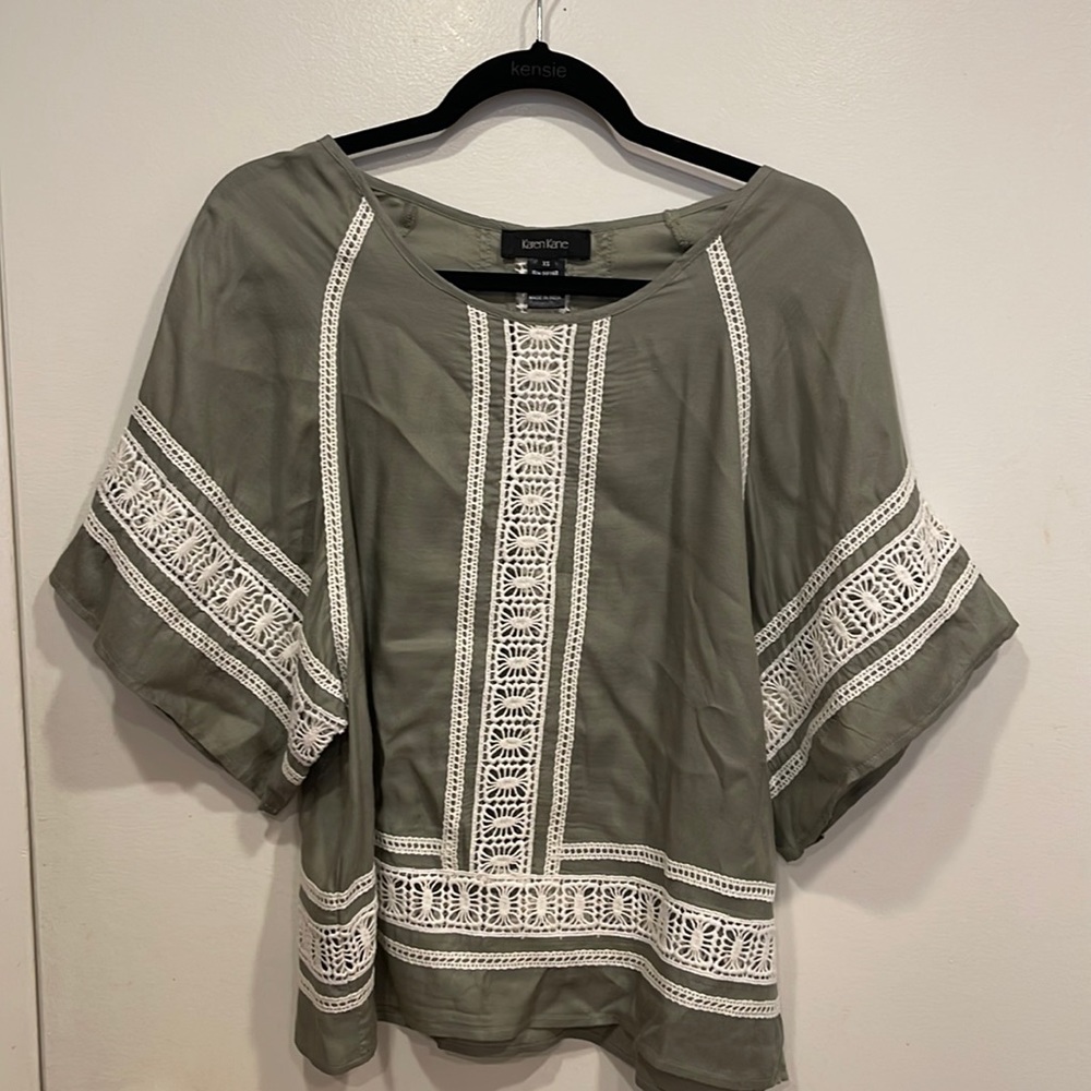 Karen Kane bohemian top with crochet details